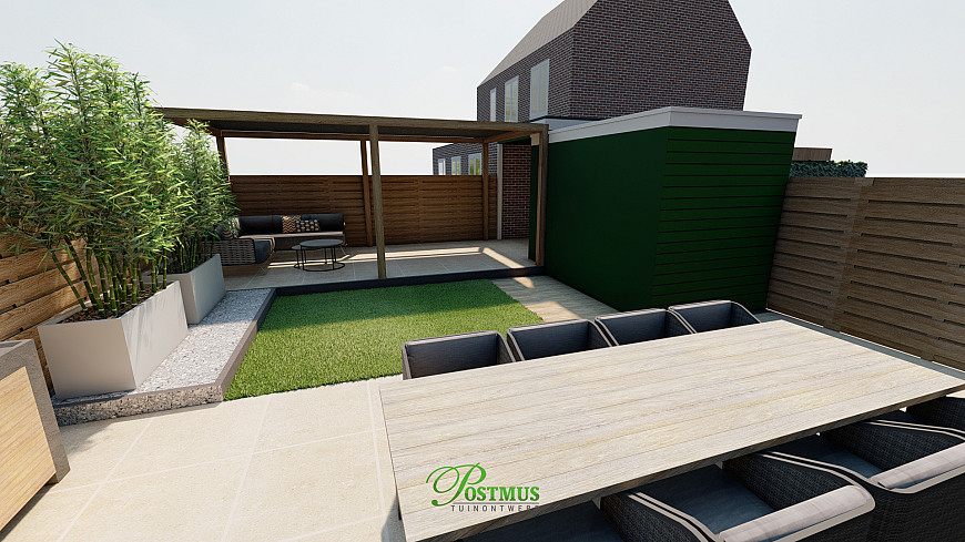 Strak & moderne tuin met diverse materialen