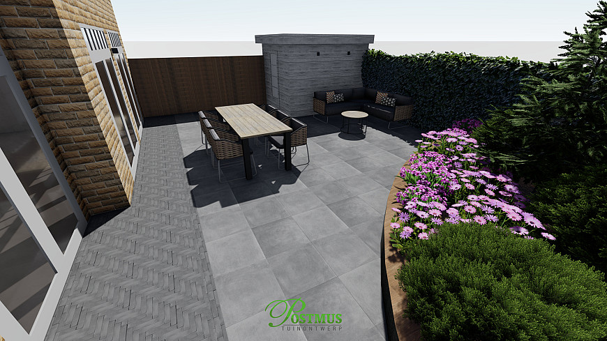 Ruim terras met loungehoek