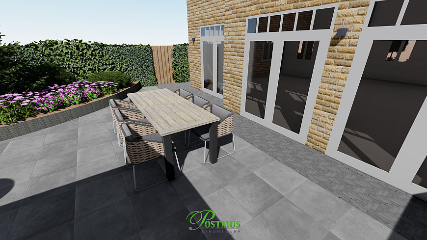 Ruim terras met loungehoek
