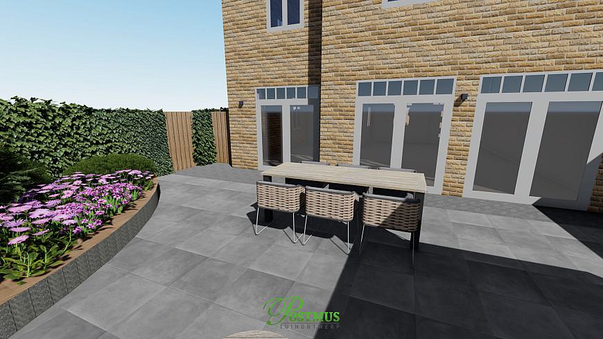 Ruim terras met loungehoek