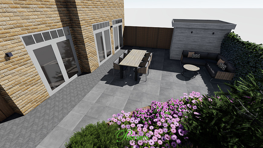 Ruim terras met loungehoek
