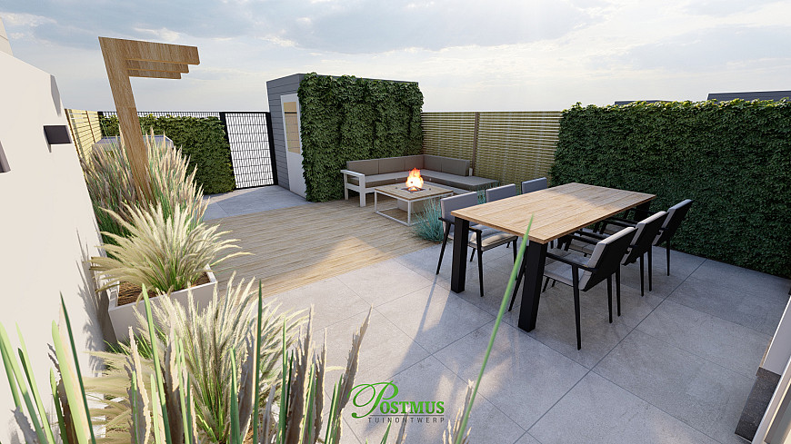 Luxe keramische tegels in kleine tuin