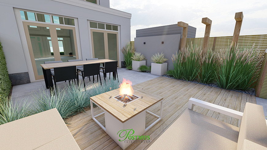 Luxe keramische tegels in kleine tuin