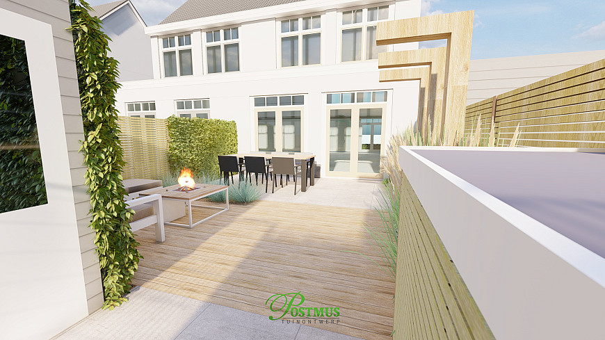 Luxe keramische tegels in kleine tuin