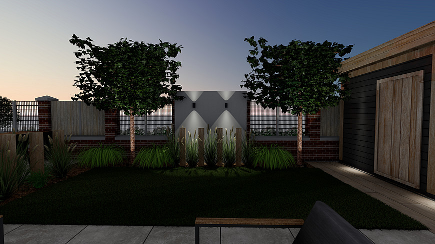 Dag en nacht zichtbaar in dit tuinontwerp
