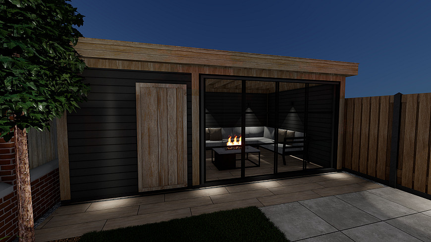 Dag en nacht zichtbaar in dit tuinontwerp