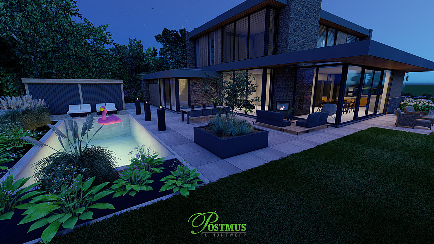 Een luxe tuin, dag & nacht