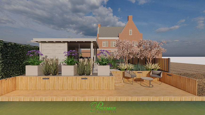 Rechthoekige tuin, voorzien van alles!