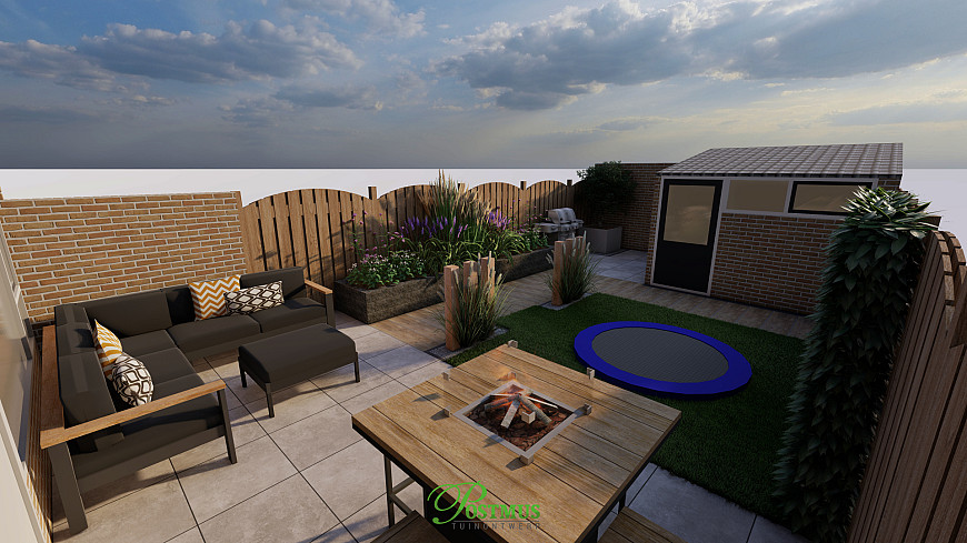 Typisch formaat van een nieuwbouw tuin! 