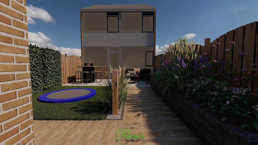 Typisch formaat van een nieuwbouw tuin! 