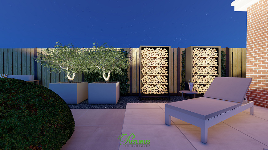 Luxe tuin, in het avondlicht