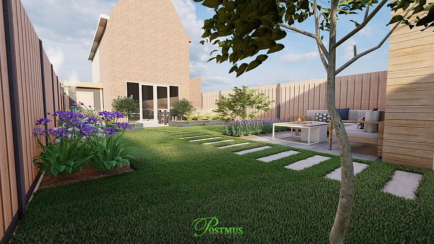 Een praktische indeling de tuin en terras